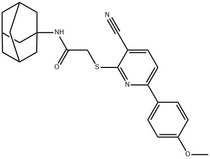 N-(1-adamantyl)-2-{[3-cyano-6-(4-methoxyphenyl)pyridin-2-yl]sulfanyl}acetamide Structure