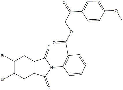 2-(4-methoxyphenyl)-2-oxoethyl 2-(5,6-dibromo-1,3-dioxooctahydro-2H-isoindol-2-yl)benzoate Struktur