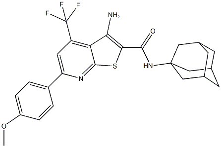 N-(1-adamantyl)-3-amino-6-(4-methoxyphenyl)-4-(trifluoromethyl)thieno[2,3-b]pyridine-2-carboxamide Structure