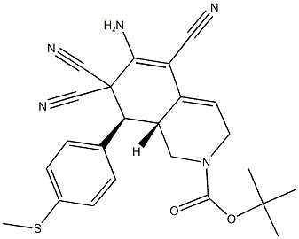 tert-butyl 6-amino-5,7,7-tricyano-8-[4-(methylsulfanyl)phenyl]-3,7,8,8a-tetrahydro-2(1H)-isoquinolinecarboxylate Structure