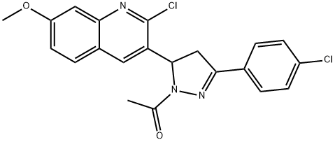 3-[1-acetyl-3-(4-chlorophenyl)-4,5-dihydro-1H-pyrazol-5-yl]-2-chloro-7-quinolinyl methyl ether Structure