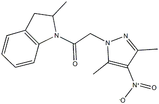 1-({4-nitro-3,5-dimethyl-1H-pyrazol-1-yl}acetyl)-2-methylindoline Structure