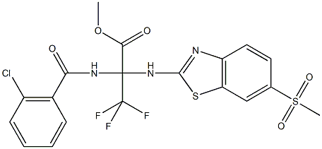 methyl 2-[(2-chlorobenzoyl)amino]-3,3,3-trifluoro-2-{[6-(methylsulfonyl)-1,3-benzothiazol-2-yl]amino}propanoate,488858-07-7,结构式