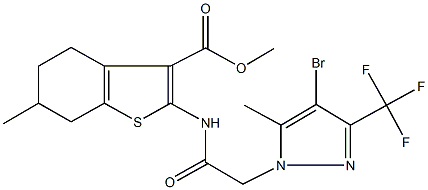 489407-96-7 methyl 2-({[4-bromo-5-methyl-3-(trifluoromethyl)-1H-pyrazol-1-yl]acetyl}amino)-6-methyl-4,5,6,7-tetrahydro-1-benzothiophene-3-carboxylate