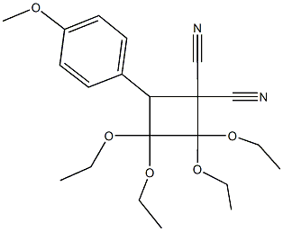 2,2,3,3-tetraethoxy-4-(4-methoxyphenyl)-1,1-cyclobutanedicarbonitrile Struktur