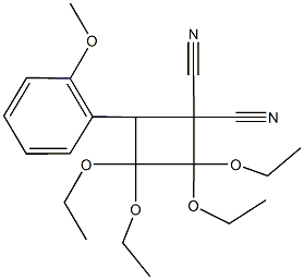 2,2,3,3-tetraethoxy-4-(2-methoxyphenyl)-1,1-cyclobutanedicarbonitrile Struktur