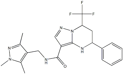 5-phenyl-7-(trifluoromethyl)-N-[(1,3,5-trimethyl-1H-pyrazol-4-yl)methyl]-4,5,6,7-tetrahydropyrazolo[1,5-a]pyrimidine-3-carboxamide Struktur