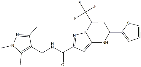 5-(2-thienyl)-7-(trifluoromethyl)-N-[(1,3,5-trimethyl-1H-pyrazol-4-yl)methyl]-4,5,6,7-tetrahydropyrazolo[1,5-a]pyrimidine-2-carboxamide Struktur