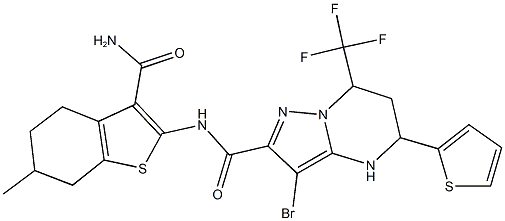 N-[3-(aminocarbonyl)-6-methyl-4,5,6,7-tetrahydro-1-benzothien-2-yl]-3-bromo-5-(2-thienyl)-7-(trifluoromethyl)-4,5,6,7-tetrahydropyrazolo[1,5-a]pyrimidine-2-carboxamide|