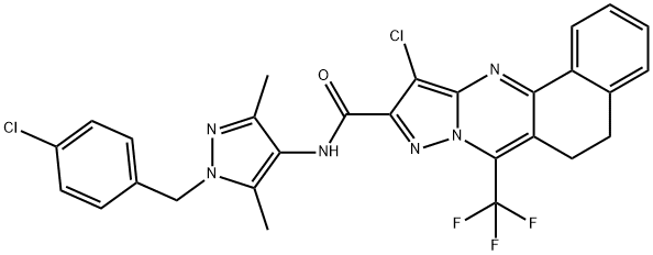 489451-47-0 11-chloro-N-[1-(4-chlorobenzyl)-3,5-dimethyl-1H-pyrazol-4-yl]-7-(trifluoromethyl)-5,6-dihydrobenzo[h]pyrazolo[5,1-b]quinazoline-10-carboxamide