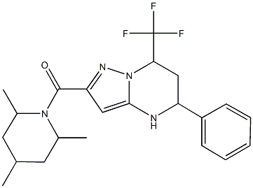 5-phenyl-7-(trifluoromethyl)-2-[(2,4,6-trimethyl-1-piperidinyl)carbonyl]-4,5,6,7-tetrahydropyrazolo[1,5-a]pyrimidine Struktur