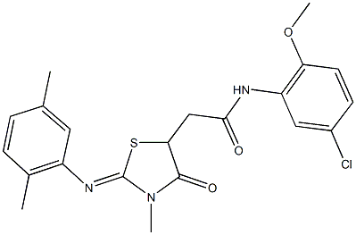 N-(5-chloro-2-methoxyphenyl)-2-{2-[(2,5-dimethylphenyl)imino]-3-methyl-4-oxo-1,3-thiazolidin-5-yl}acetamide Structure