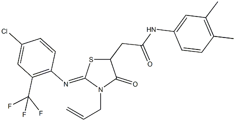 489454-18-4 2-(3-allyl-2-{[4-chloro-2-(trifluoromethyl)phenyl]imino}-4-oxo-1,3-thiazolidin-5-yl)-N-(3,4-dimethylphenyl)acetamide