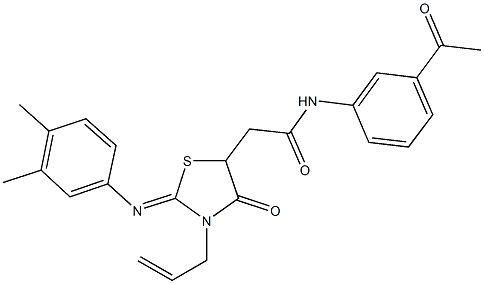 N-(3-acetylphenyl)-2-{3-allyl-2-[(3,4-dimethylphenyl)imino]-4-oxo-1,3-thiazolidin-5-yl}acetamide Structure