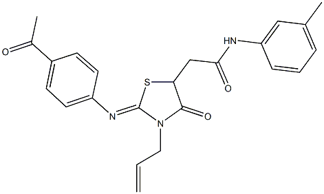 2-{2-[(4-acetylphenyl)imino]-3-allyl-4-oxo-1,3-thiazolidin-5-yl}-N-(3-methylphenyl)acetamide Structure