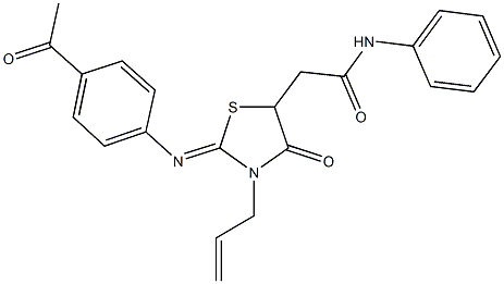 2-{2-[(4-acetylphenyl)imino]-3-allyl-4-oxo-1,3-thiazolidin-5-yl}-N-phenylacetamide Structure