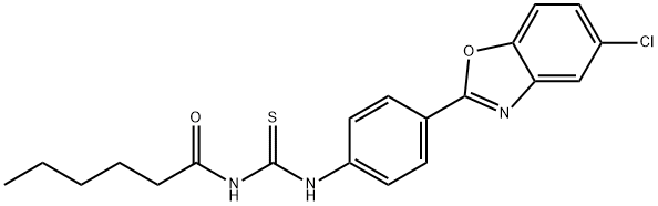 N-[4-(5-chloro-1,3-benzoxazol-2-yl)phenyl]-N'-hexanoylthiourea,490015-79-7,结构式