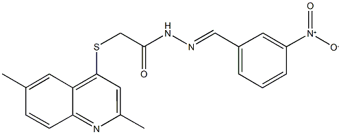 2-[(2,6-dimethyl-4-quinolinyl)sulfanyl]-N'-{3-nitrobenzylidene}acetohydrazide Struktur