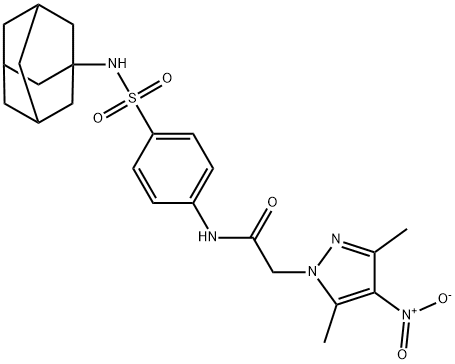 N-{4-[(1-adamantylamino)sulfonyl]phenyl}-2-{4-nitro-3,5-dimethyl-1H-pyrazol-1-yl}acetamide Struktur