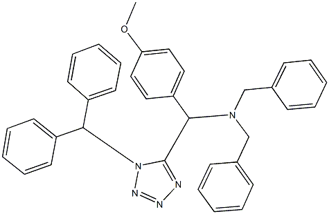 (1-benzhydryl-1H-tetraazol-5-yl)-N,N-dibenzyl(4-methoxyphenyl)methanamine Struktur
