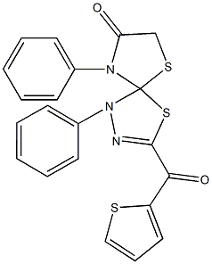 491875-39-9 1,9-diphenyl-3-(2-thienylcarbonyl)-4,6-dithia-1,2,9-triazaspiro[4.4]non-2-en-8-one