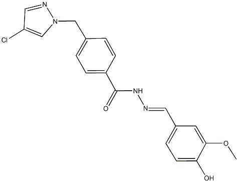 4-[(4-chloro-1H-pyrazol-1-yl)methyl]-N'-(4-hydroxy-3-methoxybenzylidene)benzohydrazide Structure