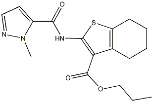 propyl 2-{[(1-methyl-1H-pyrazol-5-yl)carbonyl]amino}-4,5,6,7-tetrahydro-1-benzothiophene-3-carboxylate Structure