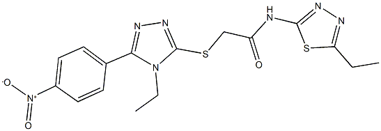 2-[(4-ethyl-5-{4-nitrophenyl}-4H-1,2,4-triazol-3-yl)sulfanyl]-N-(5-ethyl-1,3,4-thiadiazol-2-yl)acetamide Struktur