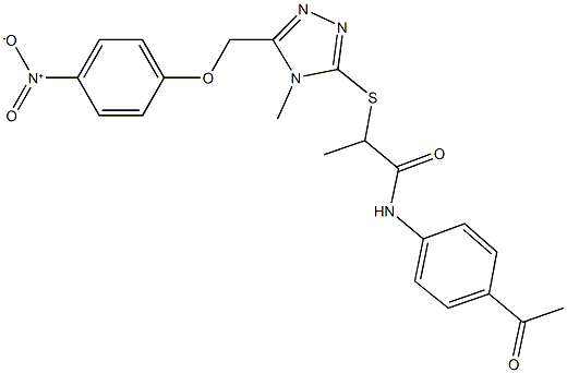 N-(4-acetylphenyl)-2-{[5-({4-nitrophenoxy}methyl)-4-methyl-4H-1,2,4-triazol-3-yl]sulfanyl}propanamide Struktur