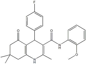 4-(4-fluorophenyl)-2,7,7-trimethyl-N-[2-(methyloxy)phenyl]-5-oxo-1,4,5,6,7,8-hexahydroquinoline-3-carboxamide Structure