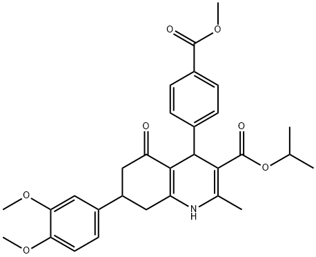 isopropyl 7-(3,4-dimethoxyphenyl)-4-[4-(methoxycarbonyl)phenyl]-2-methyl-5-oxo-1,4,5,6,7,8-hexahydro-3-quinolinecarboxylate Struktur