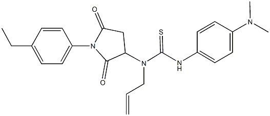 N-allyl-N'-[4-(dimethylamino)phenyl]-N-[1-(4-ethylphenyl)-2,5-dioxo-3-pyrrolidinyl]thiourea 化学構造式
