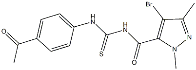 N-(4-acetylphenyl)-N'-[(4-bromo-1,3-dimethyl-1H-pyrazol-5-yl)carbonyl]thiourea Structure