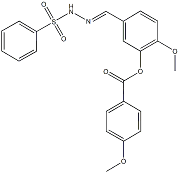 2-methoxy-5-[2-(phenylsulfonyl)carbohydrazonoyl]phenyl 4-methoxybenzoate Struktur