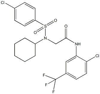 2-[[(4-chlorophenyl)sulfonyl](cyclohexyl)amino]-N-[2-chloro-5-(trifluoromethyl)phenyl]acetamide Structure