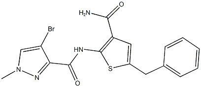 N-[3-(aminocarbonyl)-5-benzyl-2-thienyl]-4-bromo-1-methyl-1H-pyrazole-3-carboxamide 结构式