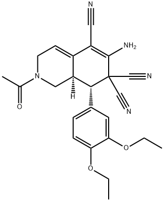 2-acetyl-6-amino-8-(3,4-diethoxyphenyl)-2,3,8,8a-tetrahydro-5,7,7(1H)-isoquinolinetricarbonitrile|