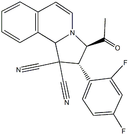 3-acetyl-2-(2,4-difluorophenyl)-2,3-dihydropyrrolo[2,1-a]isoquinoline-1,1(10bH)-dicarbonitrile Struktur