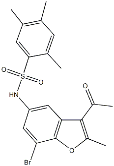 N-(3-acetyl-7-bromo-2-methyl-1-benzofuran-5-yl)-2,4,5-trimethylbenzenesulfonamide Structure