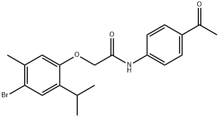 N-(4-acetylphenyl)-2-(4-bromo-2-isopropyl-5-methylphenoxy)acetamide Struktur