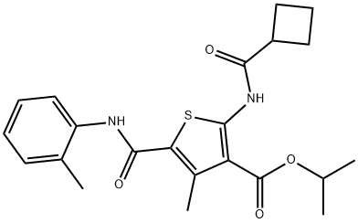 isopropyl 2-[(cyclobutylcarbonyl)amino]-4-methyl-5-(2-toluidinocarbonyl)thiophene-3-carboxylate Struktur