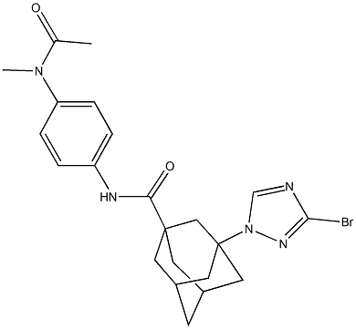 N-{4-[acetyl(methyl)amino]phenyl}-3-(3-bromo-1H-1,2,4-triazol-1-yl)-1-adamantanecarboxamide Struktur