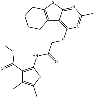 496022-61-8 methyl 4,5-dimethyl-2-({[(2-methyl-5,6,7,8-tetrahydro[1]benzothieno[2,3-d]pyrimidin-4-yl)sulfanyl]acetyl}amino)-3-thiophenecarboxylate