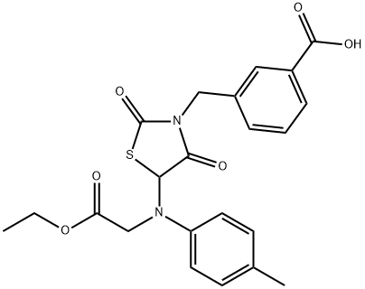 3-({5-[(2-ethoxy-2-oxoethyl)-4-methylanilino]-2,4-dioxo-1,3-thiazolidin-3-yl}methyl)benzoic acid Structure