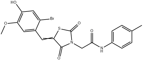 496767-17-0 2-[5-(2-bromo-4-hydroxy-5-methoxybenzylidene)-2,4-dioxo-1,3-thiazolidin-3-yl]-N-(4-methylphenyl)acetamide