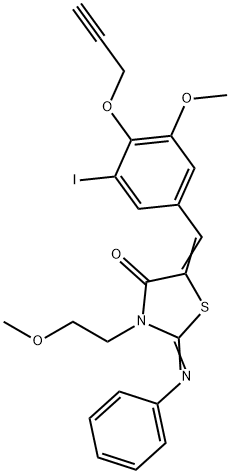 5-[3-iodo-5-methoxy-4-(2-propynyloxy)benzylidene]-3-(2-methoxyethyl)-2-(phenylimino)-1,3-thiazolidin-4-one Structure