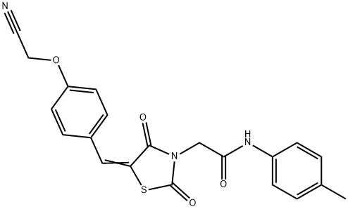 2-{5-[4-(cyanomethoxy)benzylidene]-2,4-dioxo-1,3-thiazolidin-3-yl}-N-(4-methylphenyl)acetamide Structure