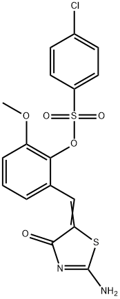 2-[(2-imino-4-oxo-1,3-thiazolidin-5-ylidene)methyl]-6-methoxyphenyl 4-chlorobenzenesulfonate Structure