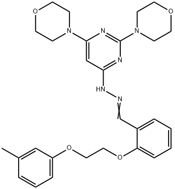 2-[2-(3-methylphenoxy)ethoxy]benzaldehyde (2,6-dimorpholin-4-ylpyrimidin-4-yl)hydrazone Structure