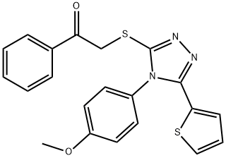 2-{[4-(4-methoxyphenyl)-5-(2-thienyl)-4H-1,2,4-triazol-3-yl]sulfanyl}-1-phenylethanone Struktur
